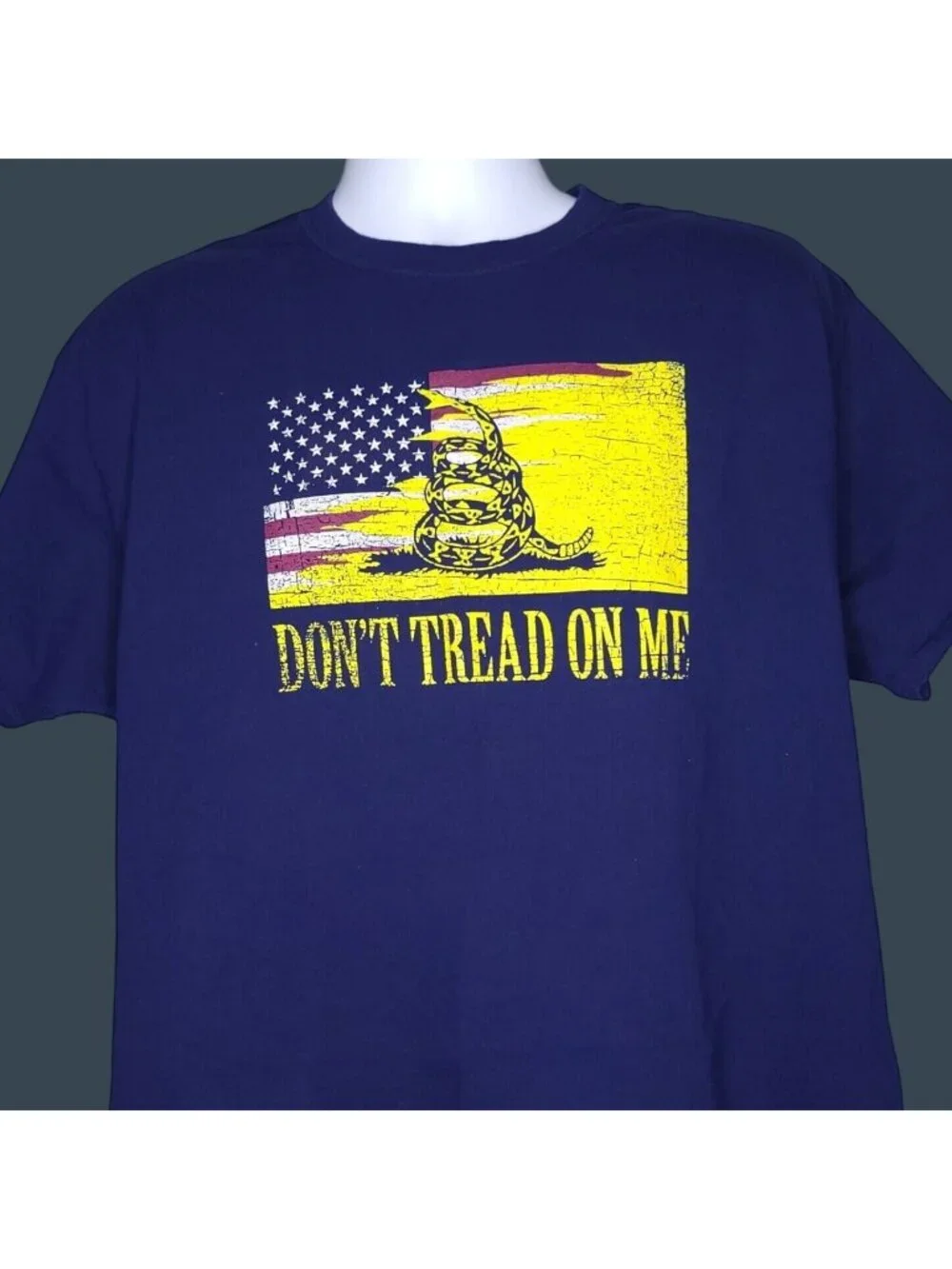 Dont Tread On Me Graphic Tee Hanes Tagless XL Navy Blue 100% Cotton Short Sleeve